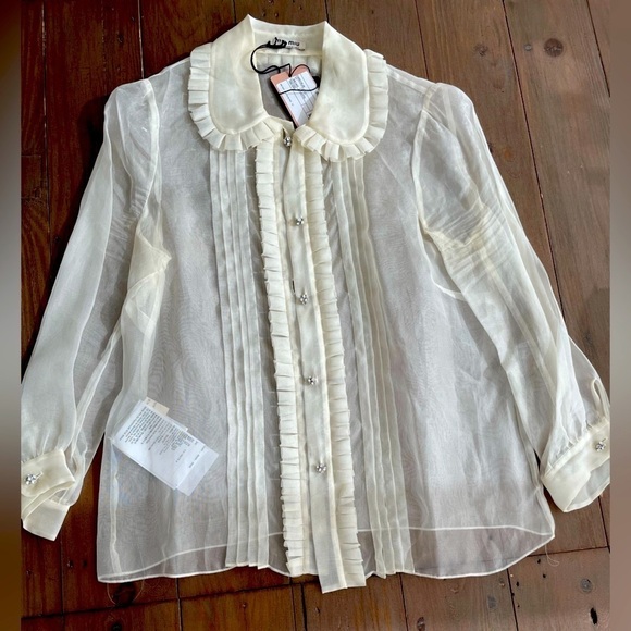 Miu Miu organza crystal embellished blouse NWT - Picture 1 of 5